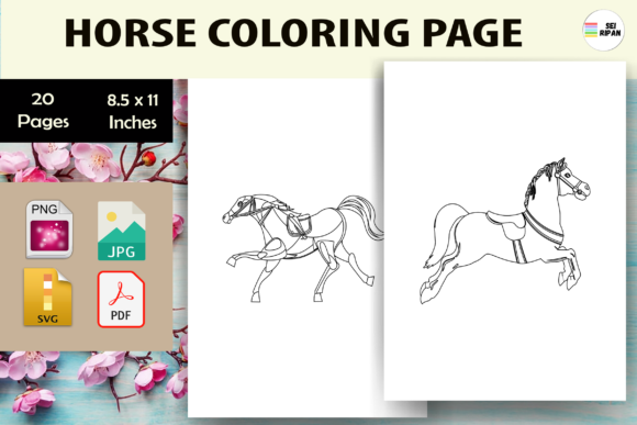 Explore the Creative World of Horse Coloring Page 2 - KDP