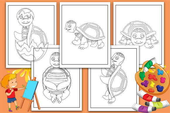 Turtle Coloring Book Pages for Kids V-02: A Creative and Engaging Digital Resource