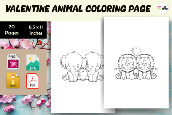 Valentine Animal Coloring Page - KDP: A Perfect Addition to Your Creative Projects